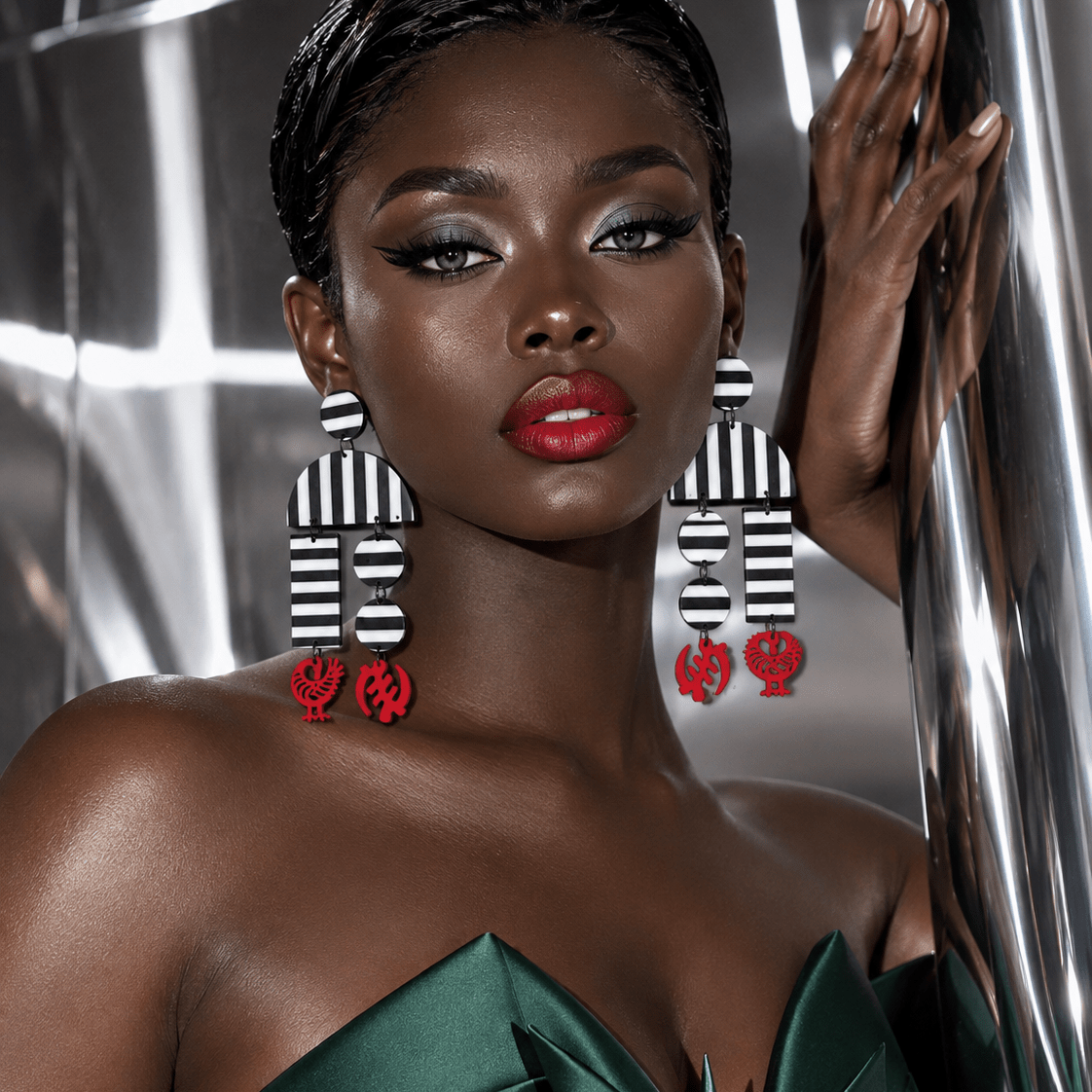 Monochrome Adinkra Earrings - Trufacebygrace
