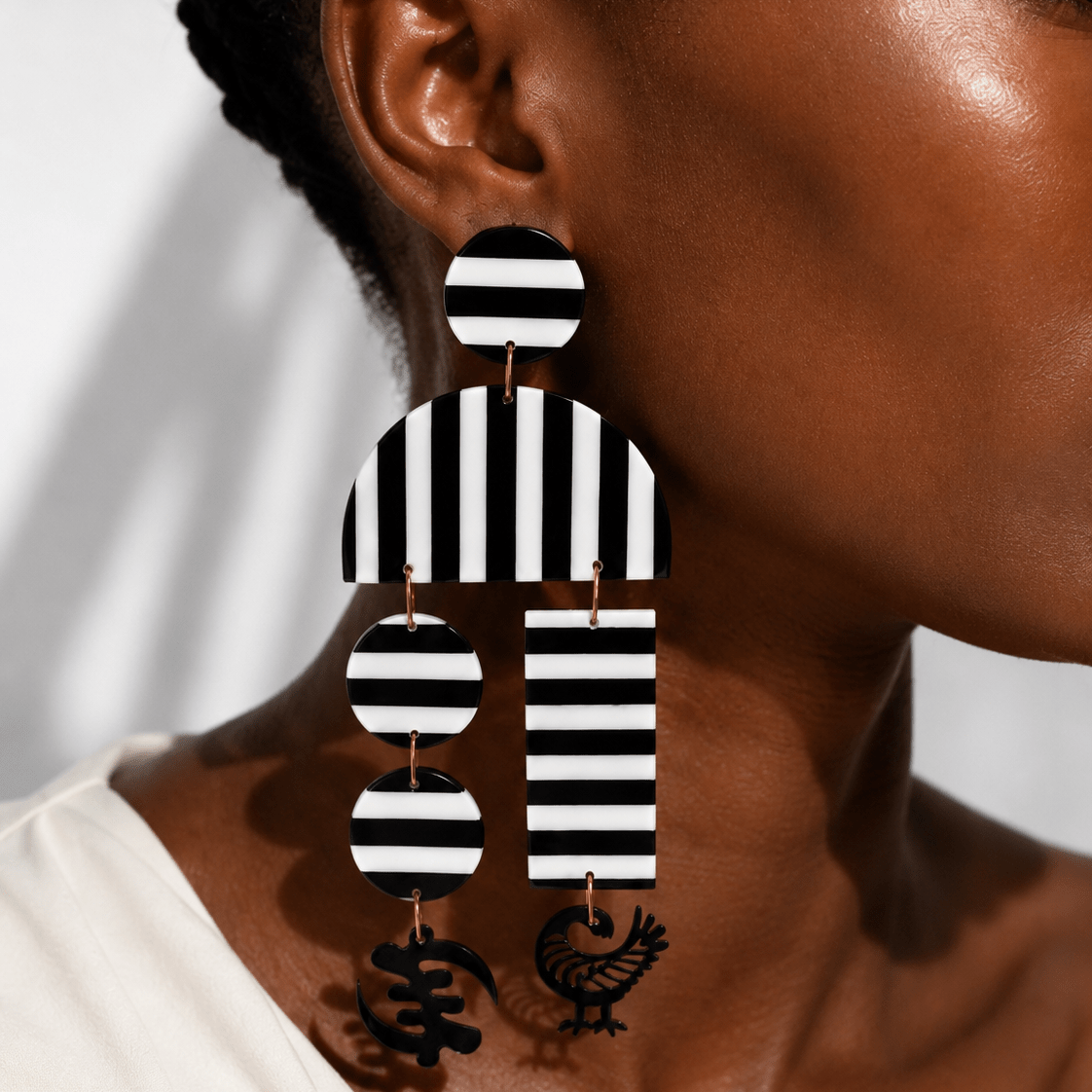 Monochrome Adinkra Earrings - Trufacebygrace