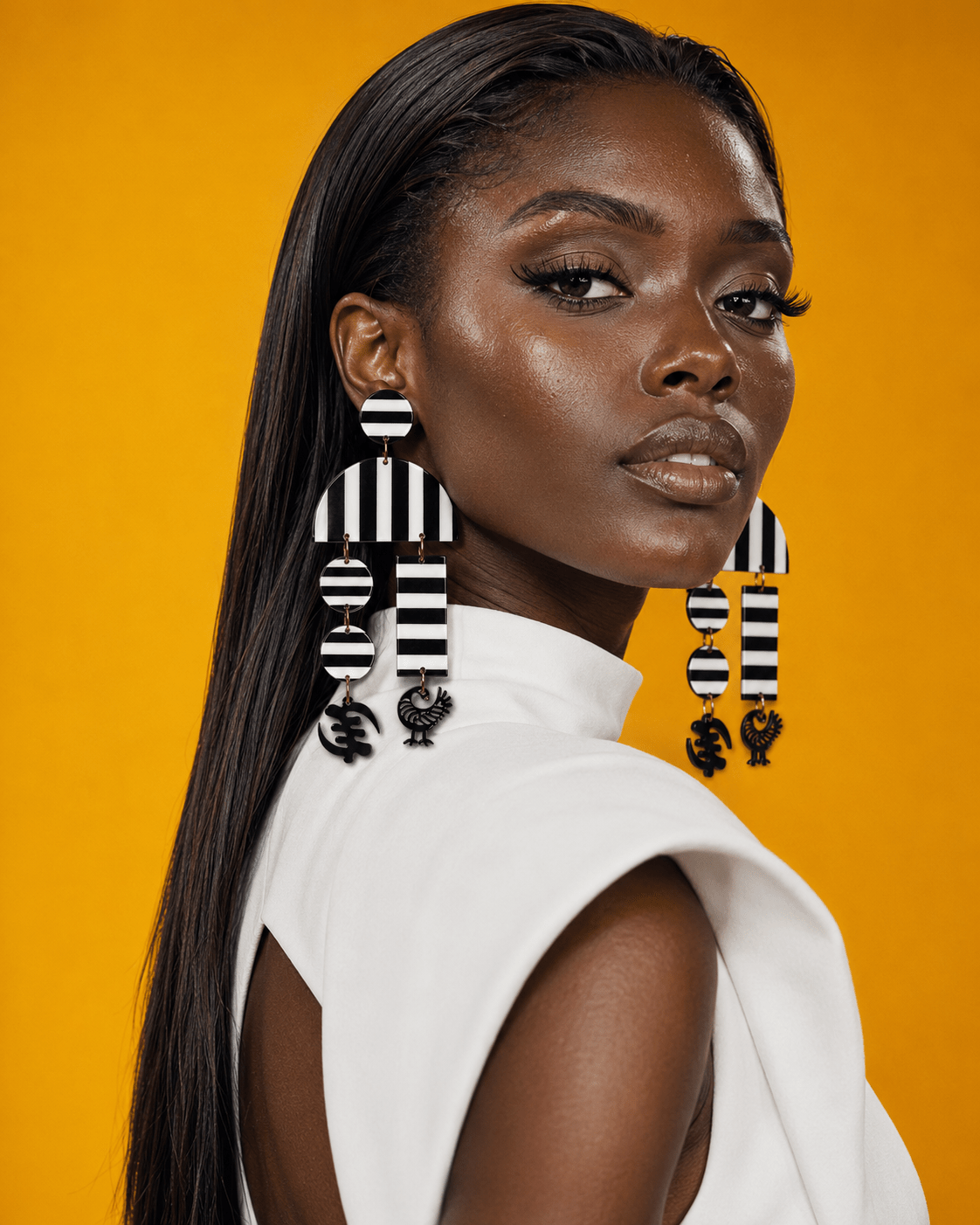 Monochrome Adinkra Earrings - Trufacebygrace
