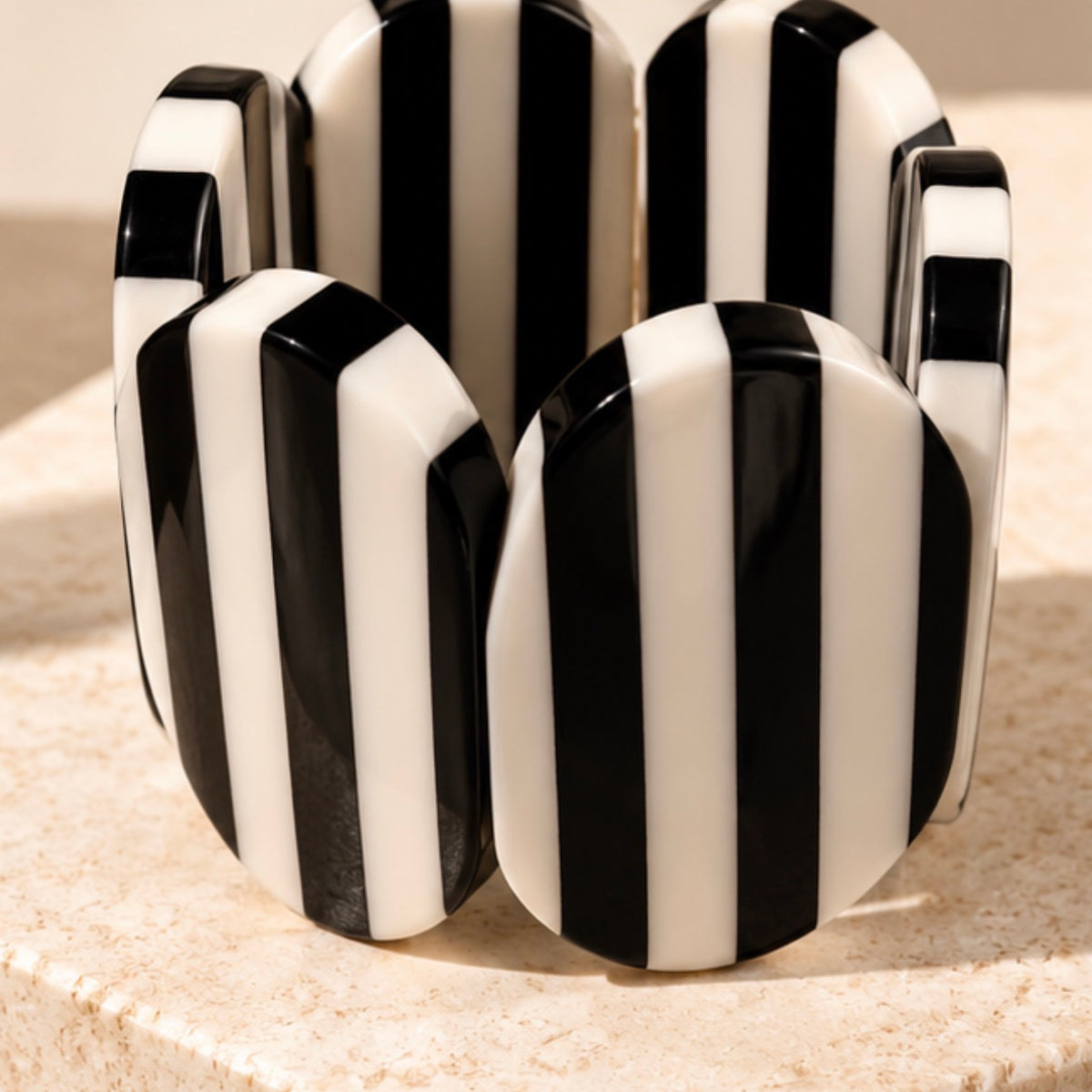 Monochrome Elastic Bracelet black and ivory statement bracelet