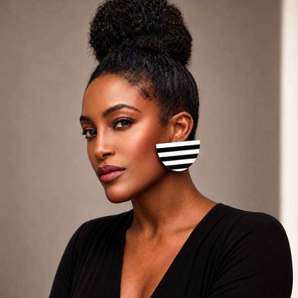 Monochrome Halfmoon Earrings - Trufacebygrace