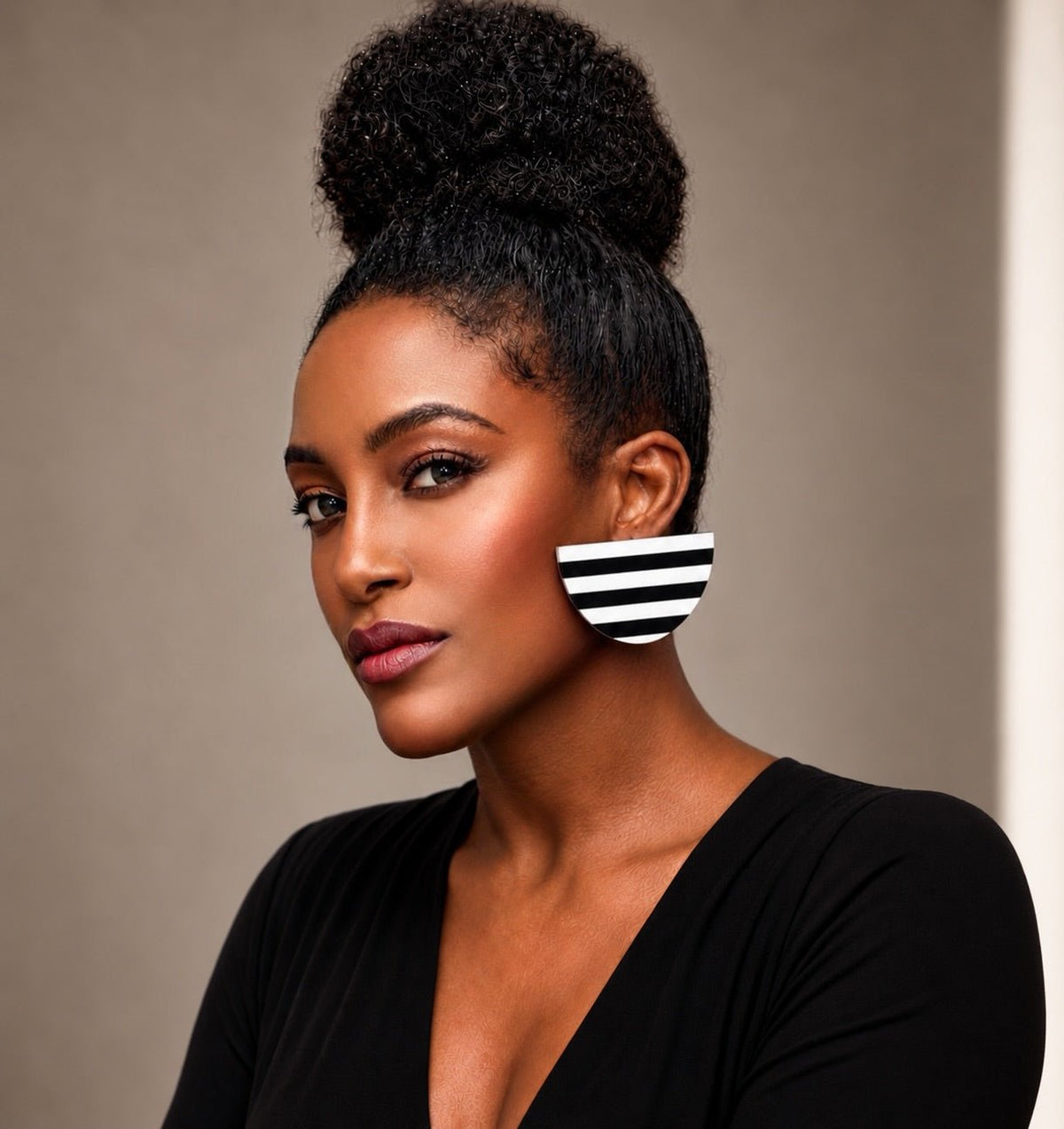 Monochrome Halfmoon Earrings - Trufacebygrace