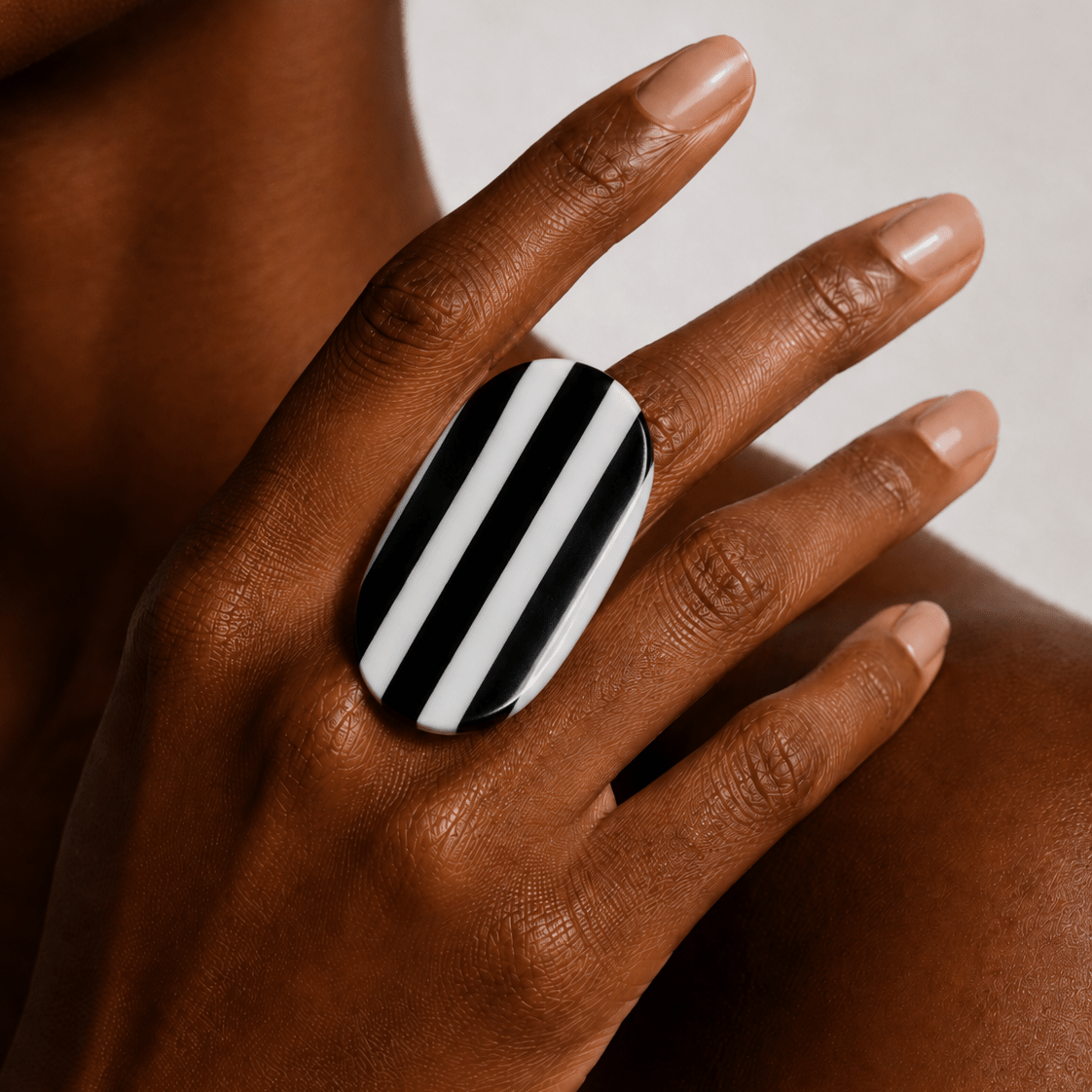 Monochrome Stripe Statement Ring - Trufacebygrace
