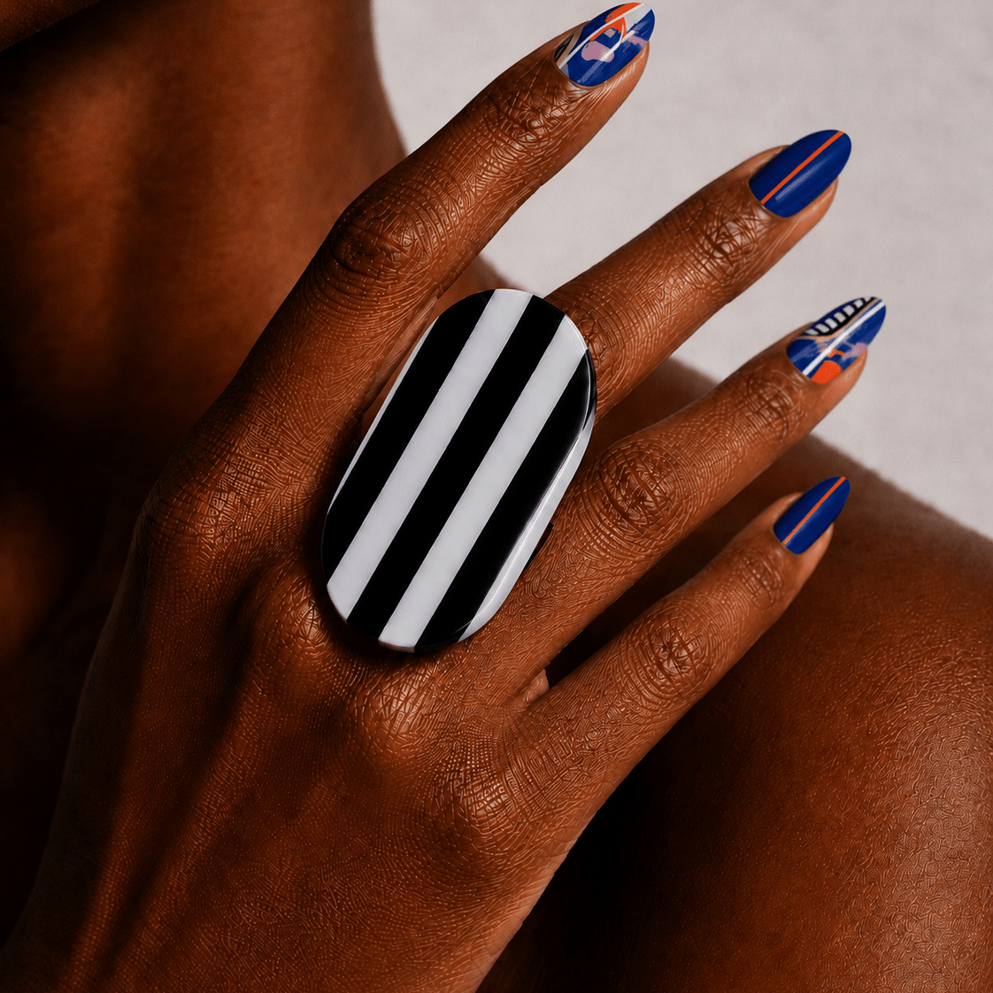 Monochrome Stripe Statement Ring - Trufacebygrace