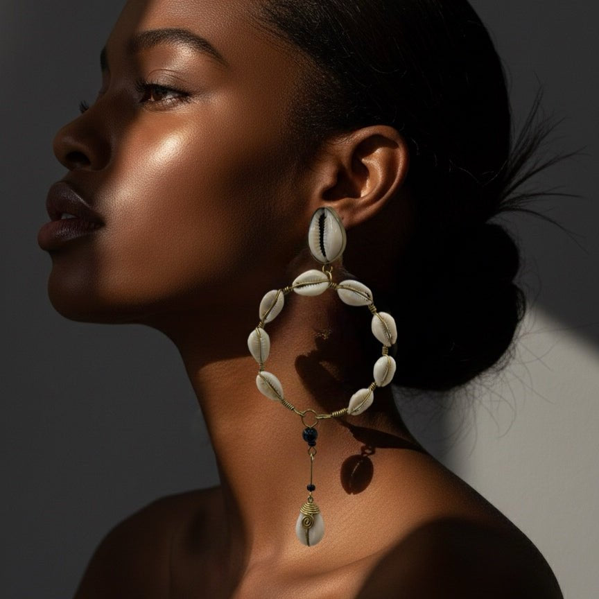 Multi - Size Cowry Hoop Earrings - Trufacebygrace