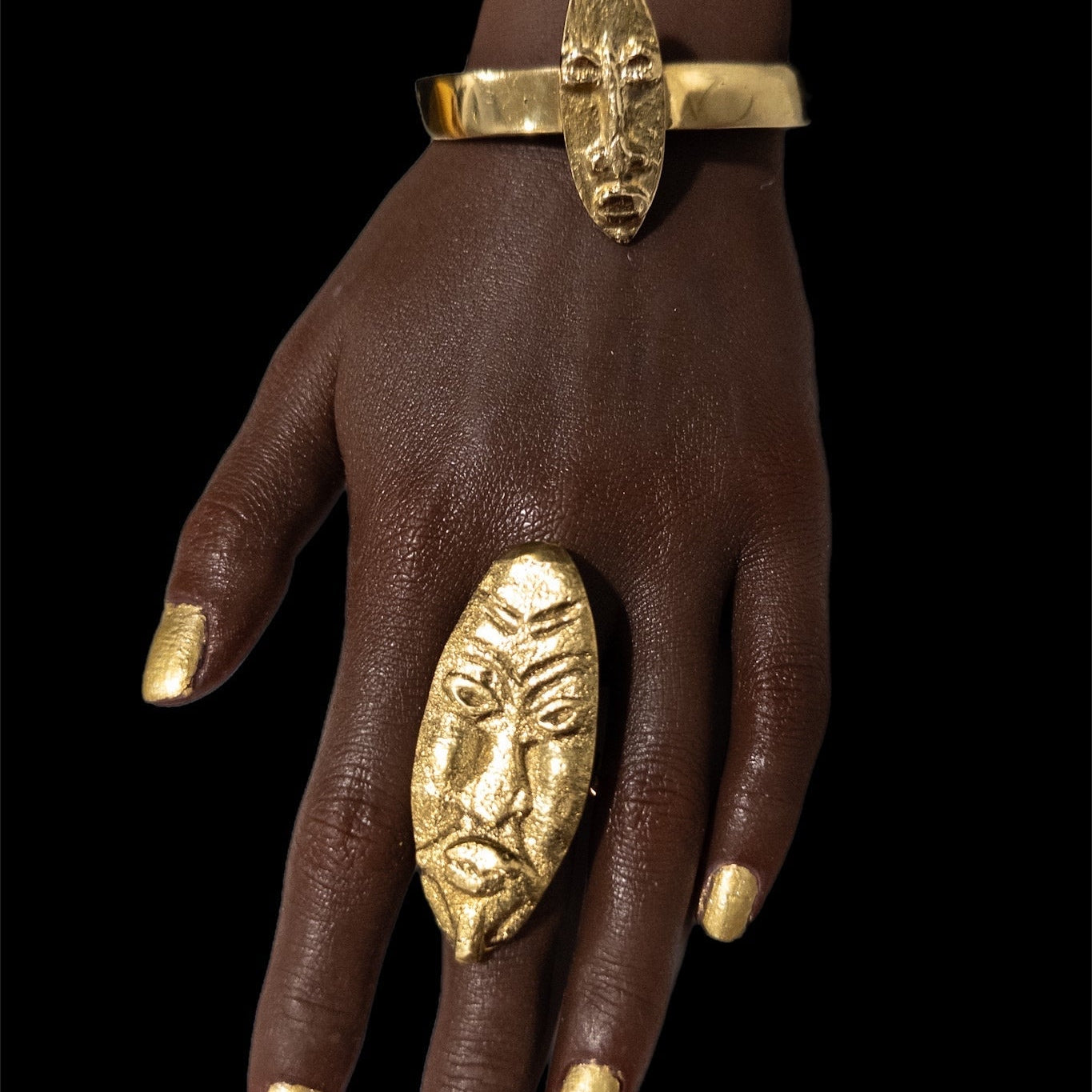 Nanimbi Brass Mask Ring - Trufacebygrace