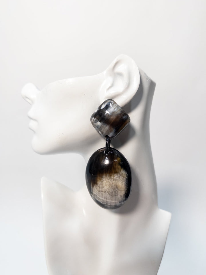 Natural Series: Afro Color POP Horn Drop Earrings - Trufacebygrace