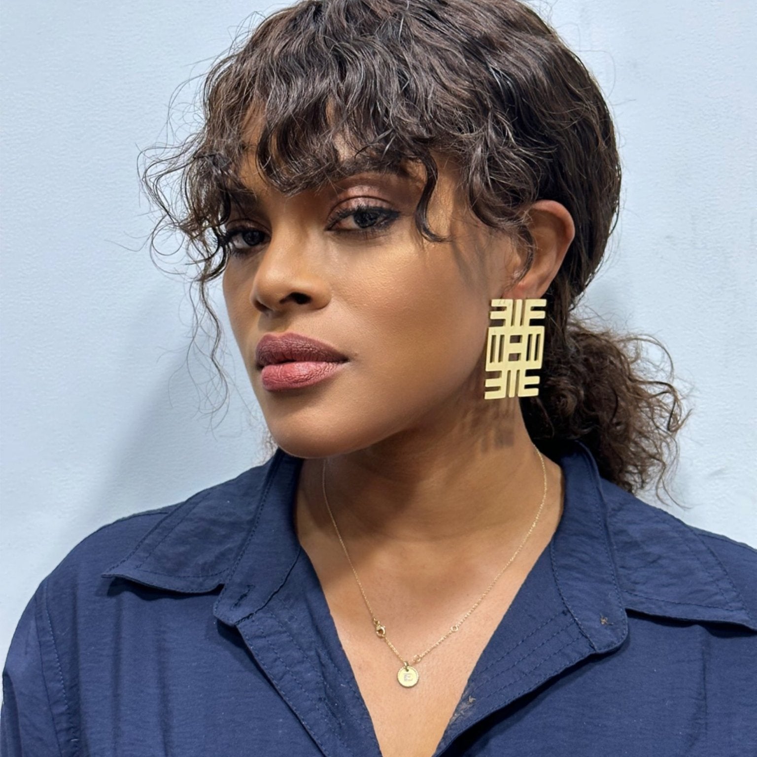 Nea Onnim No Sua A Ohu Adinkra Symbol Stud Earrings - Trufacebygrace
