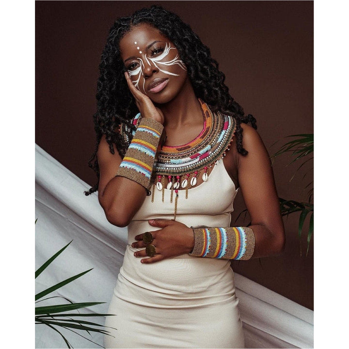 Nkonye Beaded Cowry Shell Statement Necklace - Trufacebygrace