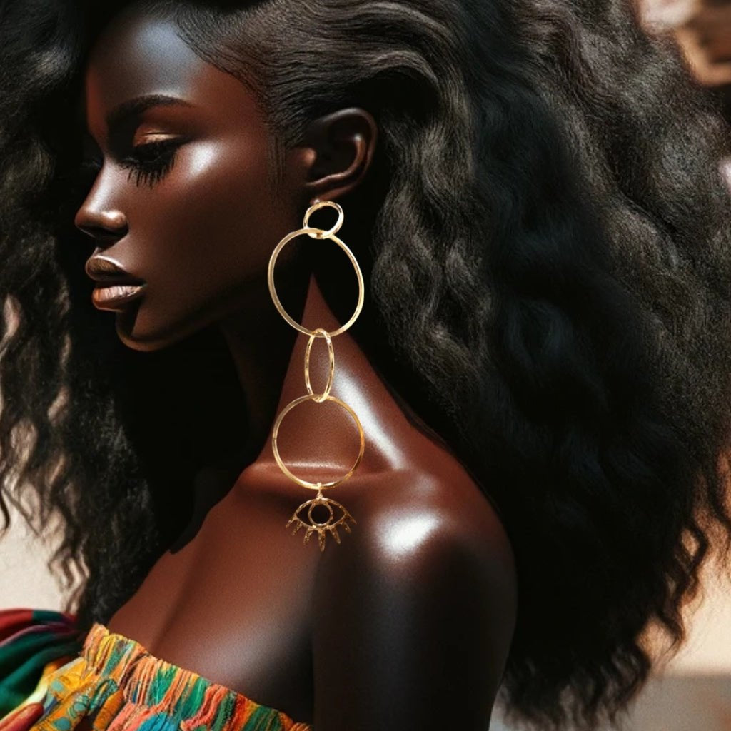 Nkorowa with evil eye Statment earrings - Trufacebygrace