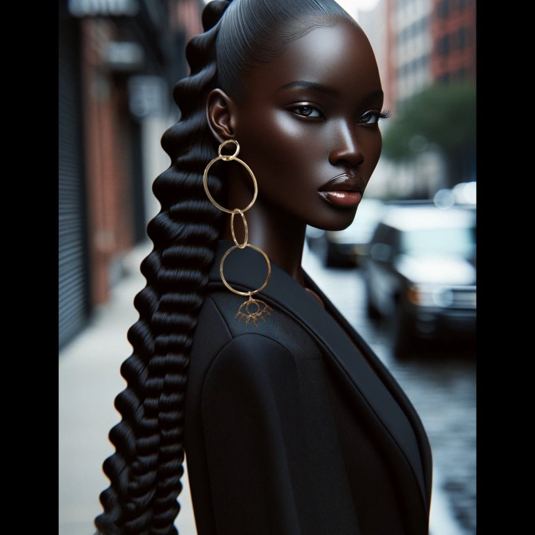Nkorowa with evil eye Statment earrings - Trufacebygrace