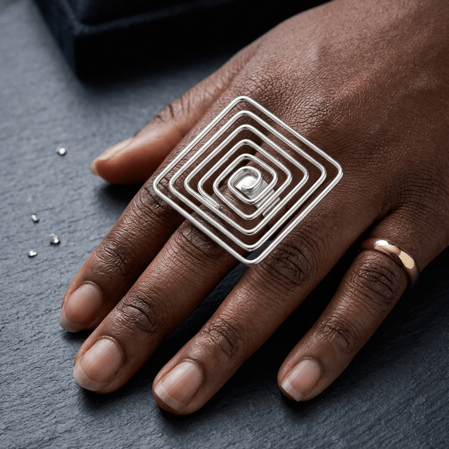 Nkyinkyim Spiral Frame Ring - Trufacebygrace