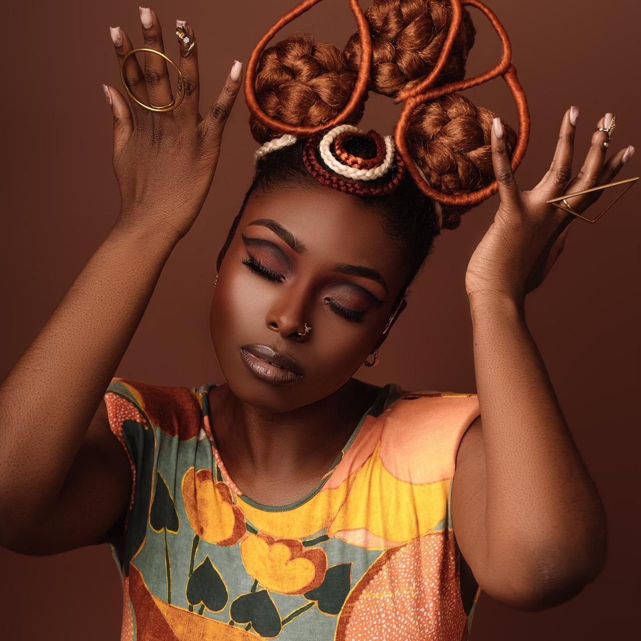 Nnengi Brass Statement Geometric Rings - Trufacebygrace