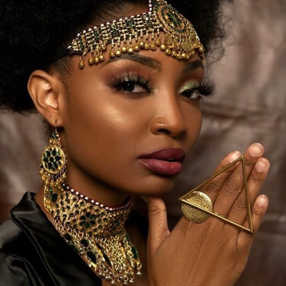 Nnengi Brass Statement Geometric Rings - Trufacebygrace
