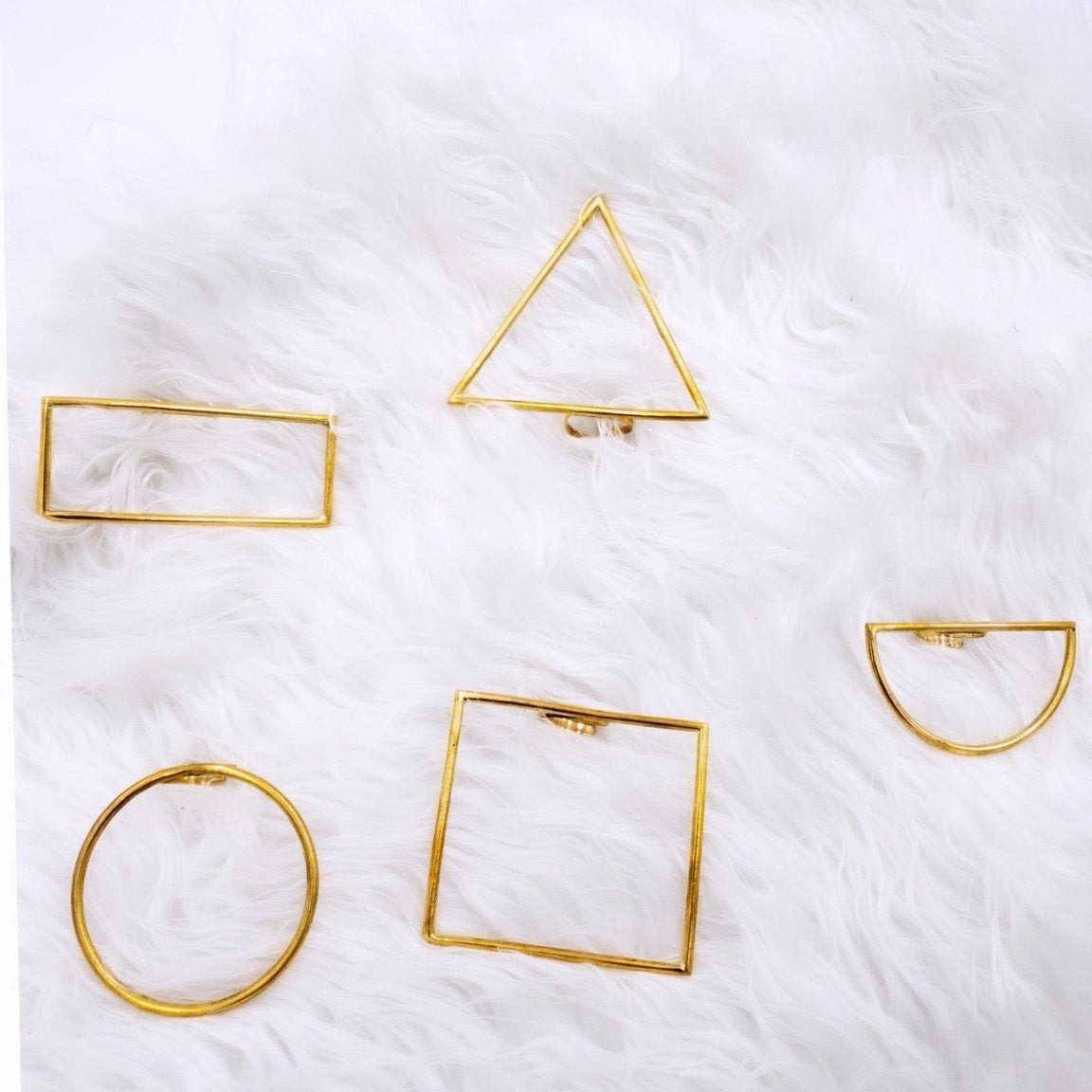 Nnengi Brass Statement Geometric Rings - Trufacebygrace