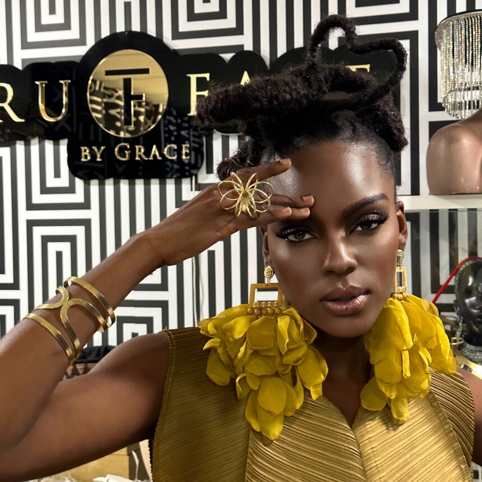 Nonso Square top flower petal earrings - Trufacebygrace