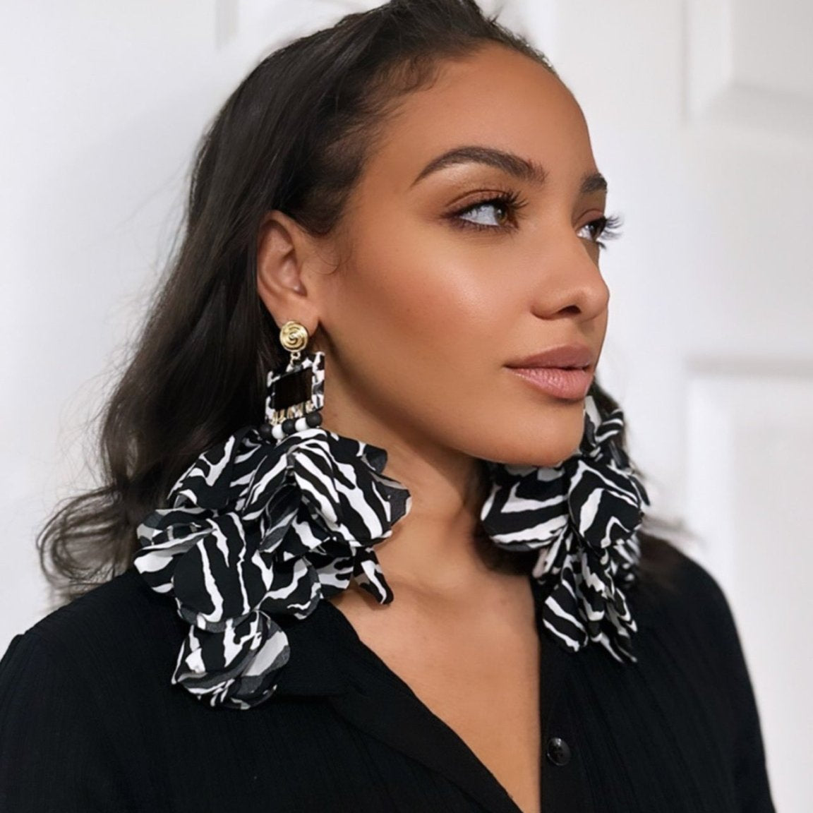 Nonso Square top flower petal earrings - Trufacebygrace