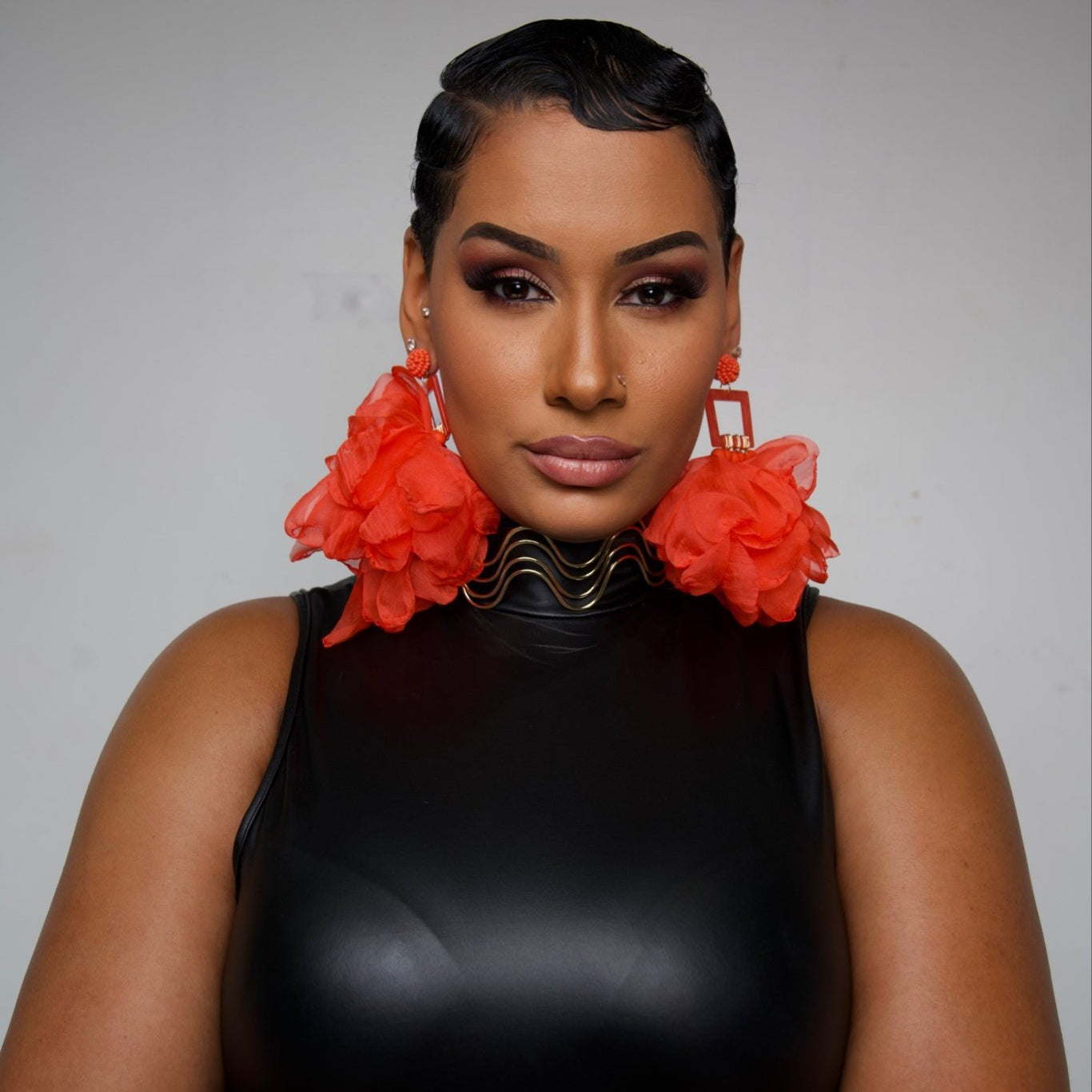 Nonso Square top flower petal earrings - Trufacebygrace