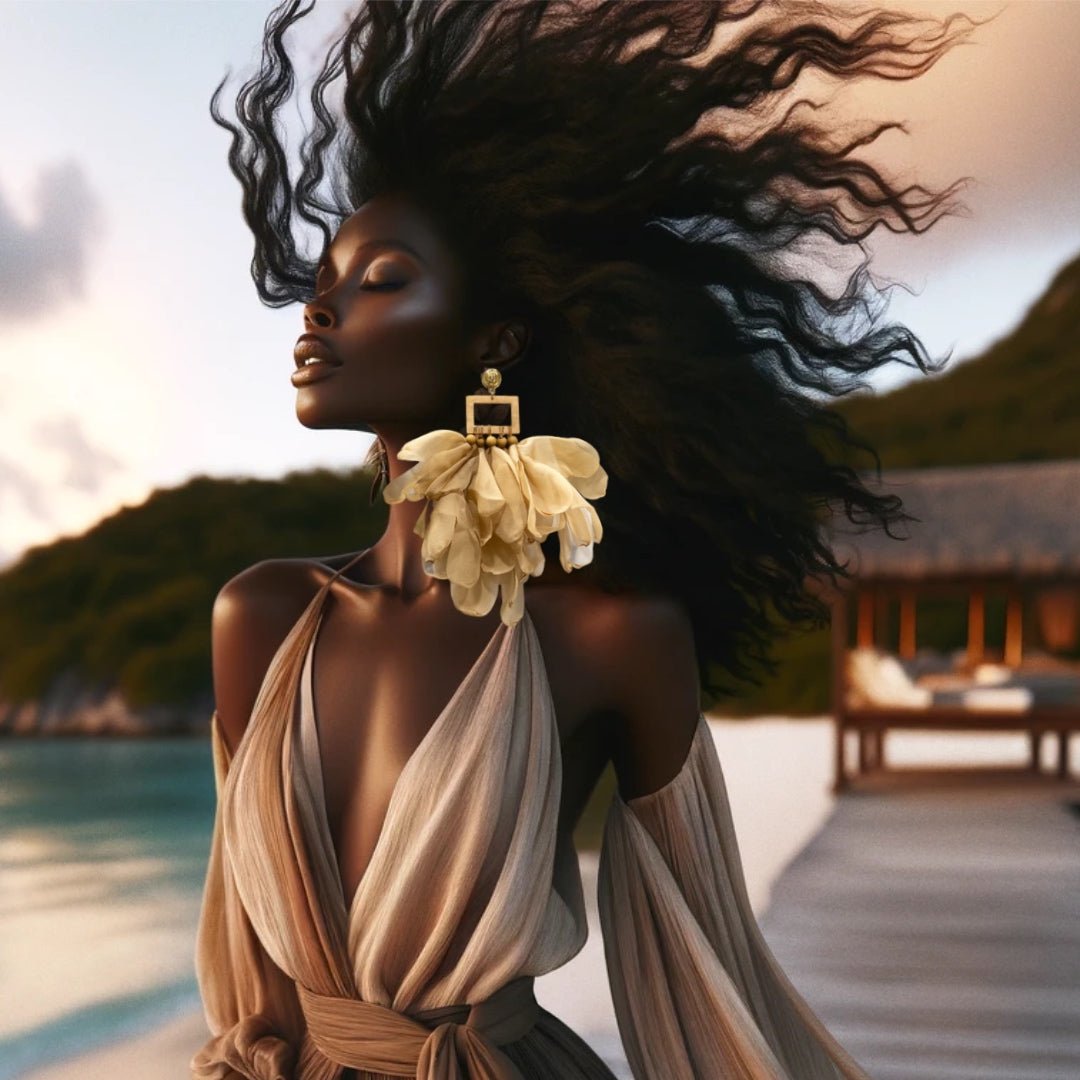 Nonso Square top flower petal earrings - Trufacebygrace