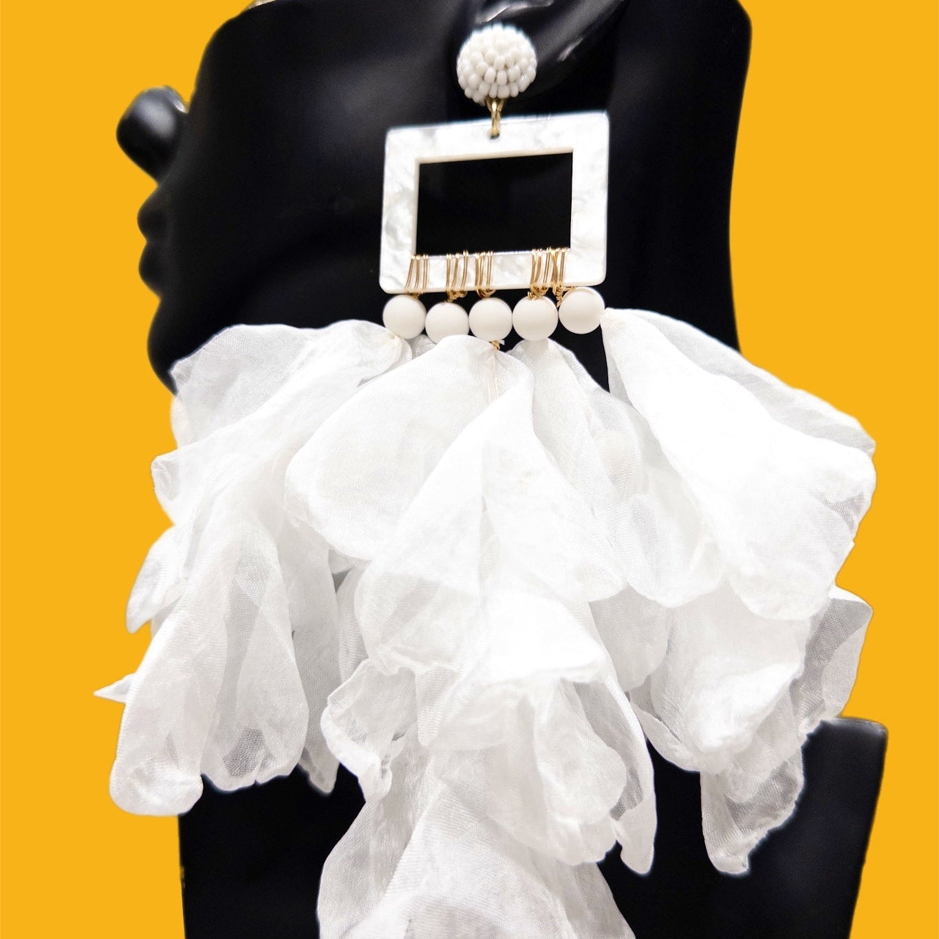 Nonso Square top flower petal earrings - Trufacebygrace