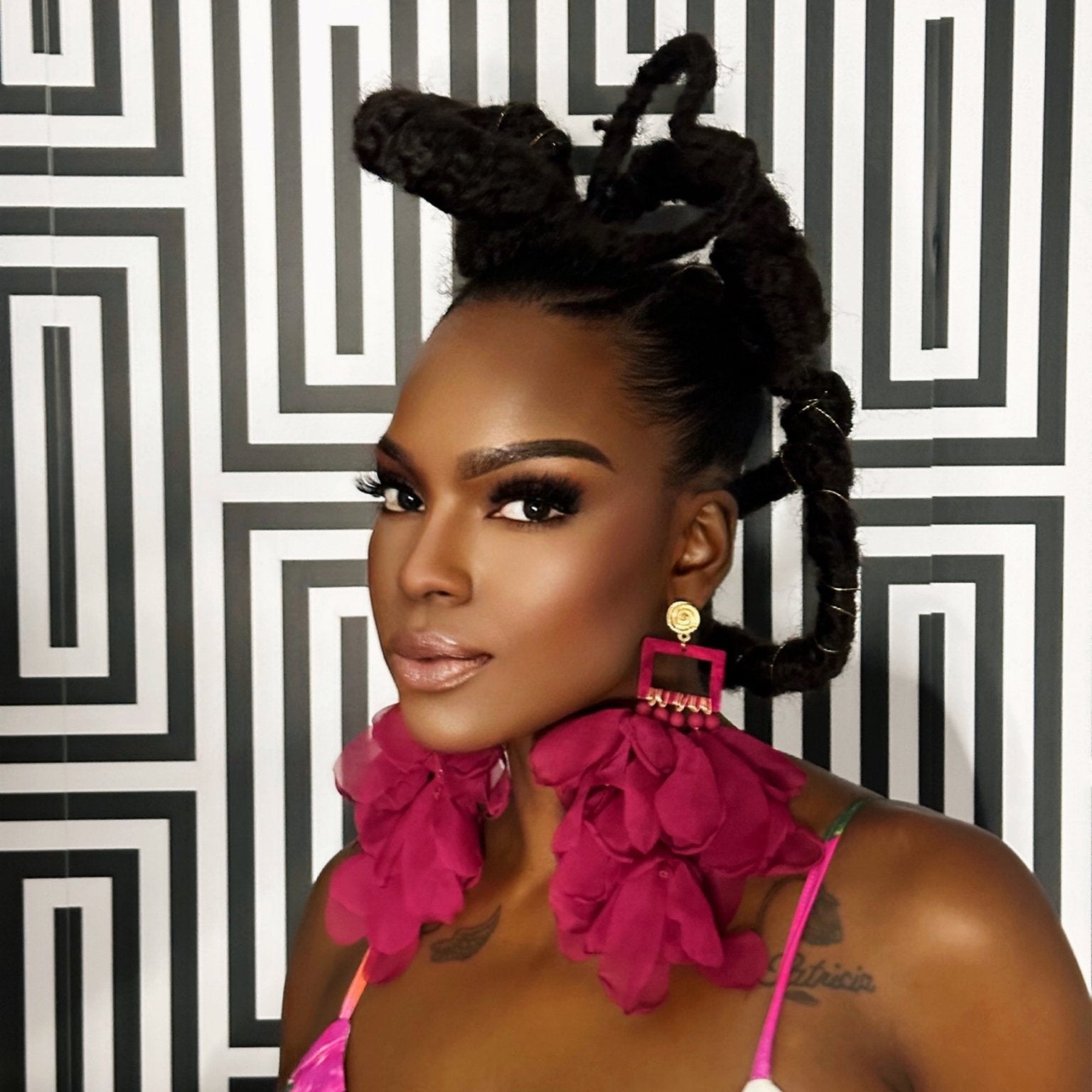 Nonso Square top flower petal earrings - Trufacebygrace