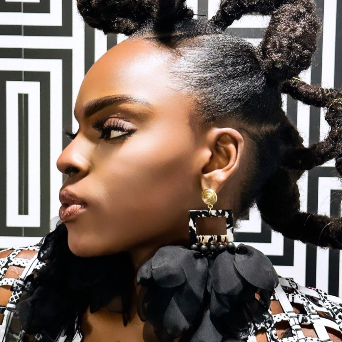 Nonso Square top flower petal earrings - Trufacebygrace