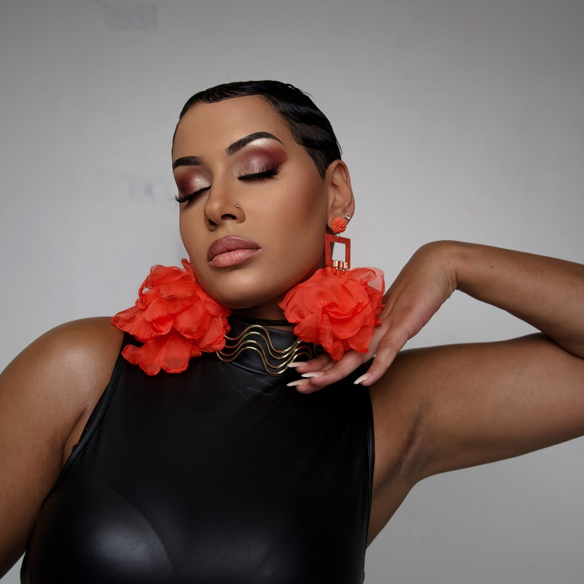 Nonso Square top flower petal earrings - Trufacebygrace