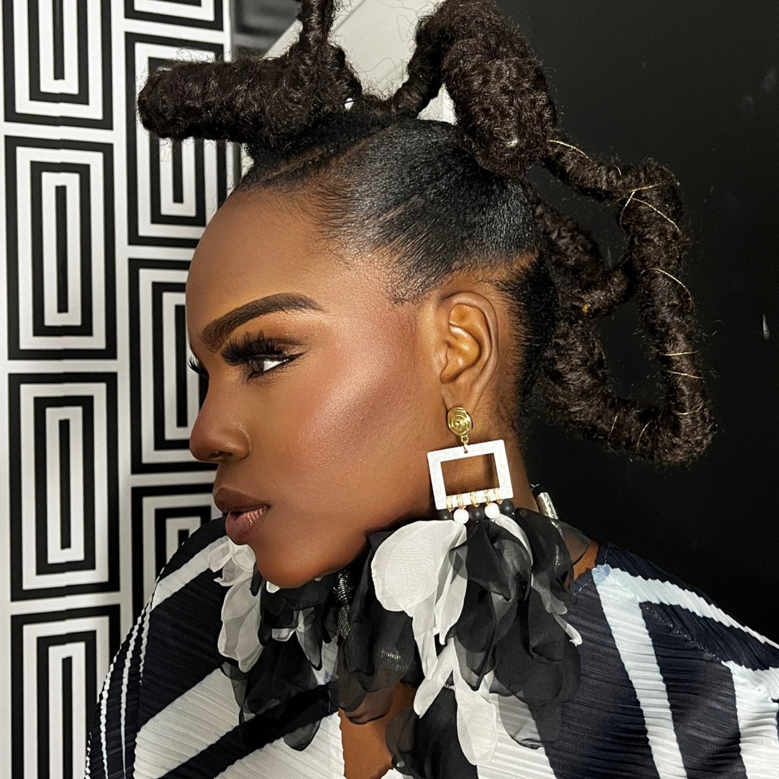 Nonso Square top flower petal earrings - Trufacebygrace