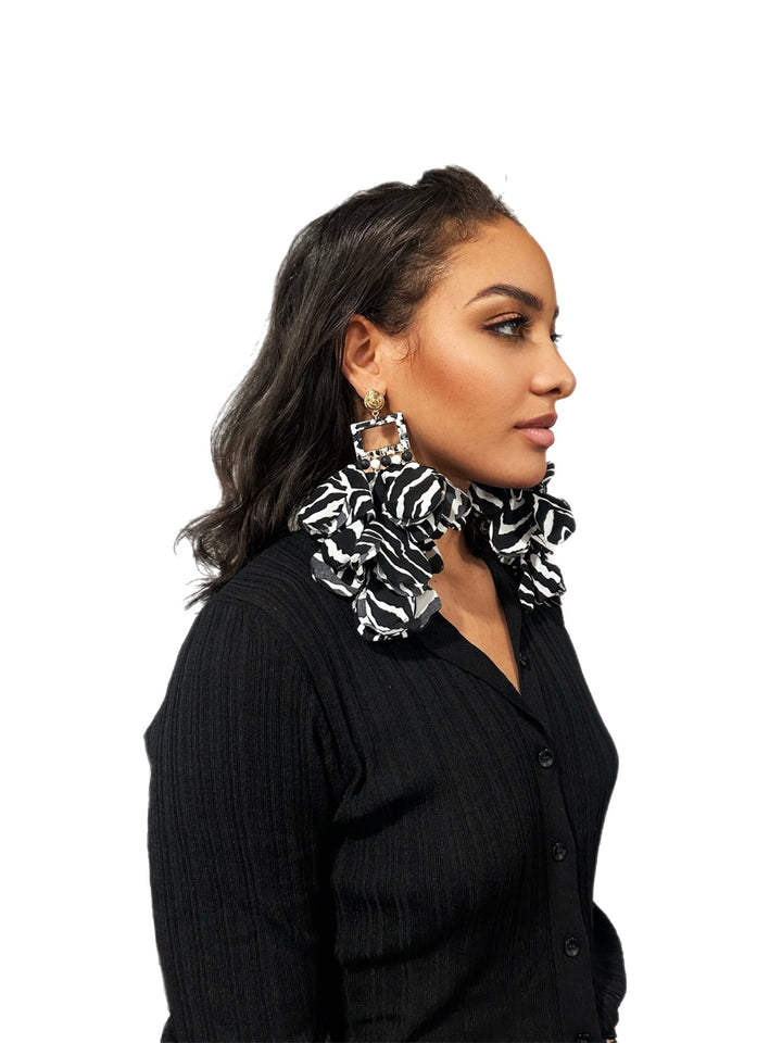 Nonso Square Top Flower Petal Earrings - Prints - Trufacebygrace