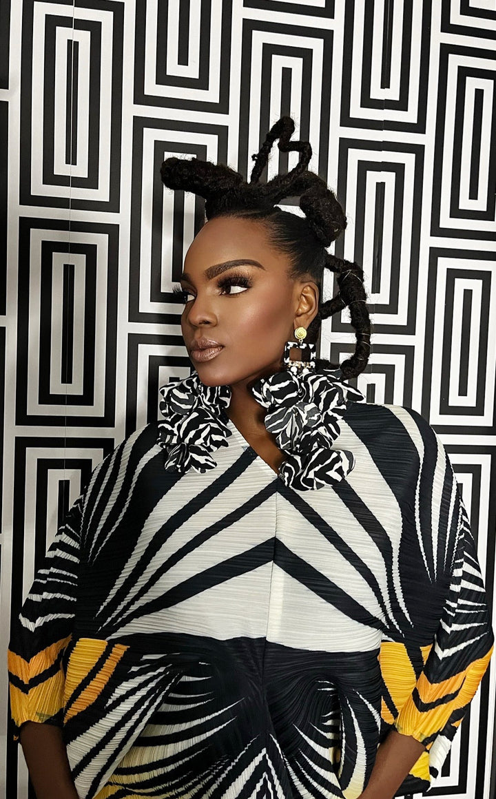 Nonso Square Top Flower Petal Earrings - Prints - Trufacebygrace