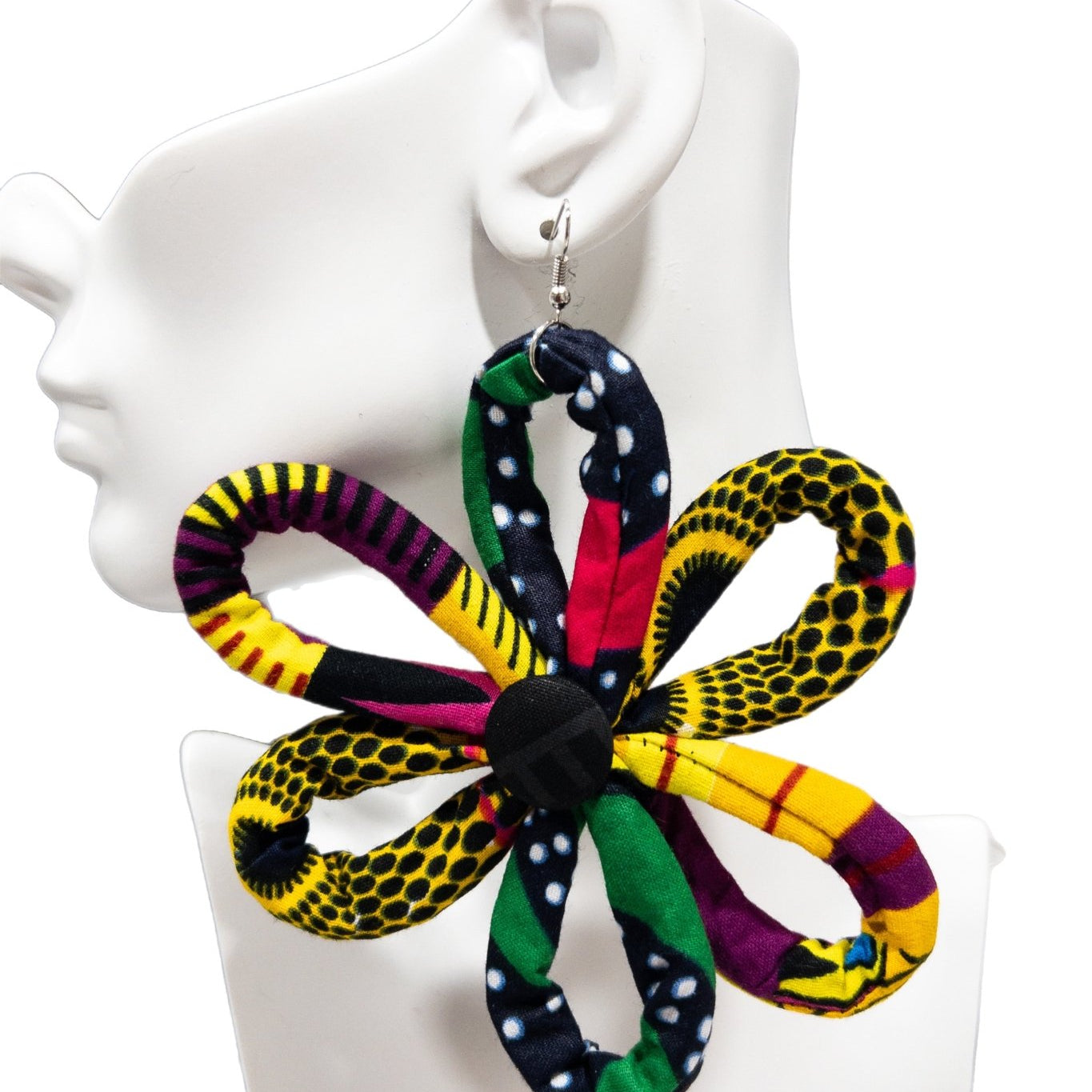 Ntoma / Ankara Print Flower Oversized Earrings - Trufacebygrace