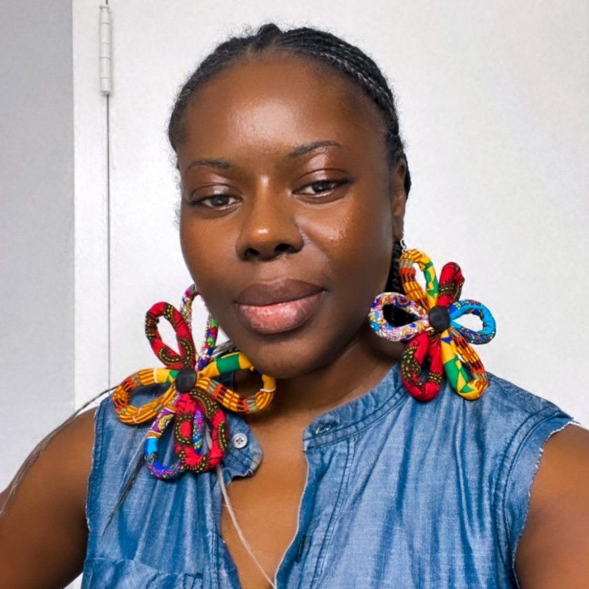 Ntoma / Ankara Print Flower Oversized Earrings - Trufacebygrace