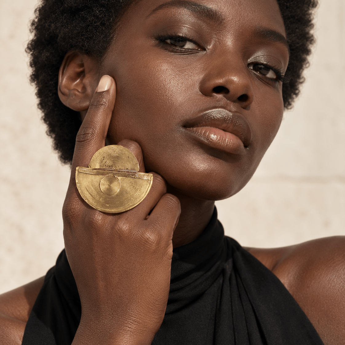 Nuru Arc Adjustable Brass Ring - Trufacebygrace