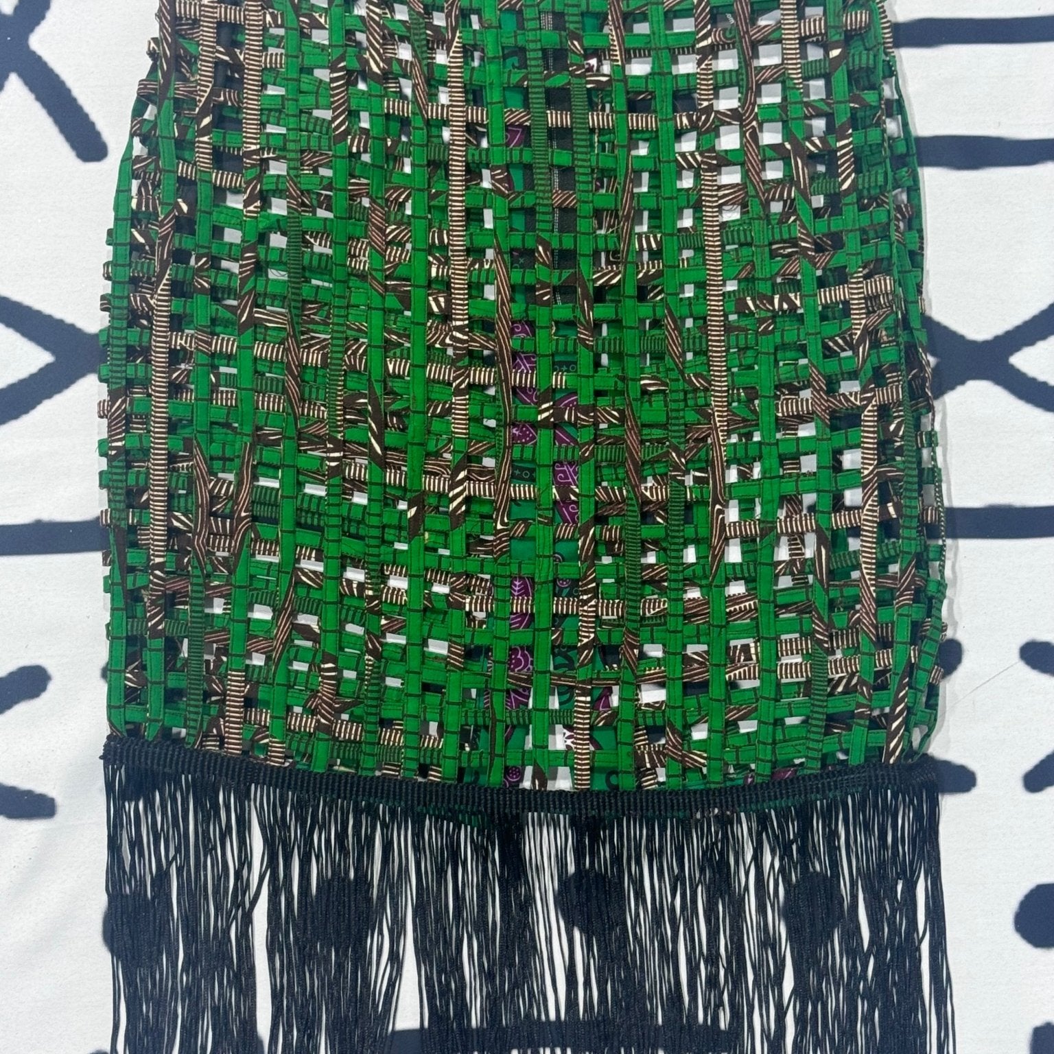 Nyakim Ankara Laced pencil Skirt with fringe - Trufacebygrace