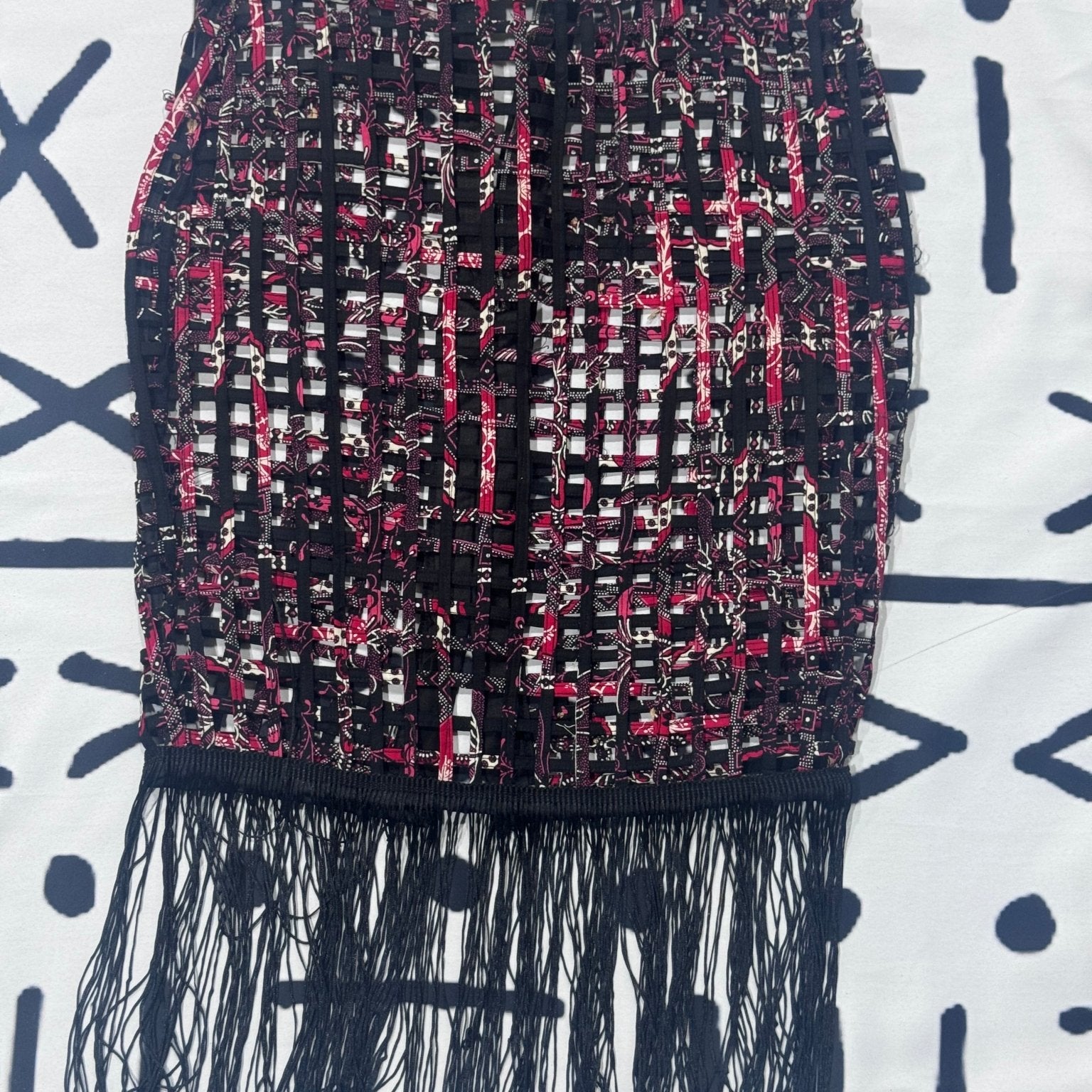 Nyakim Ankara Laced pencil Skirt with fringe - Trufacebygrace