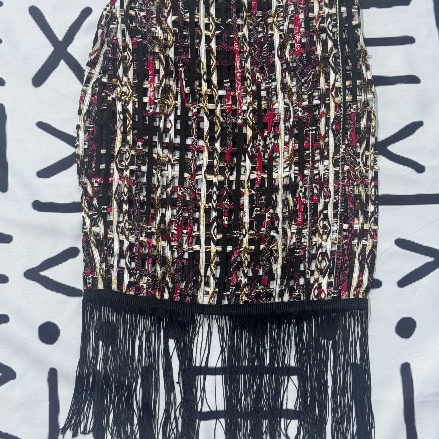 Nyakim Ankara Laced pencil Skirt with fringe - Trufacebygrace