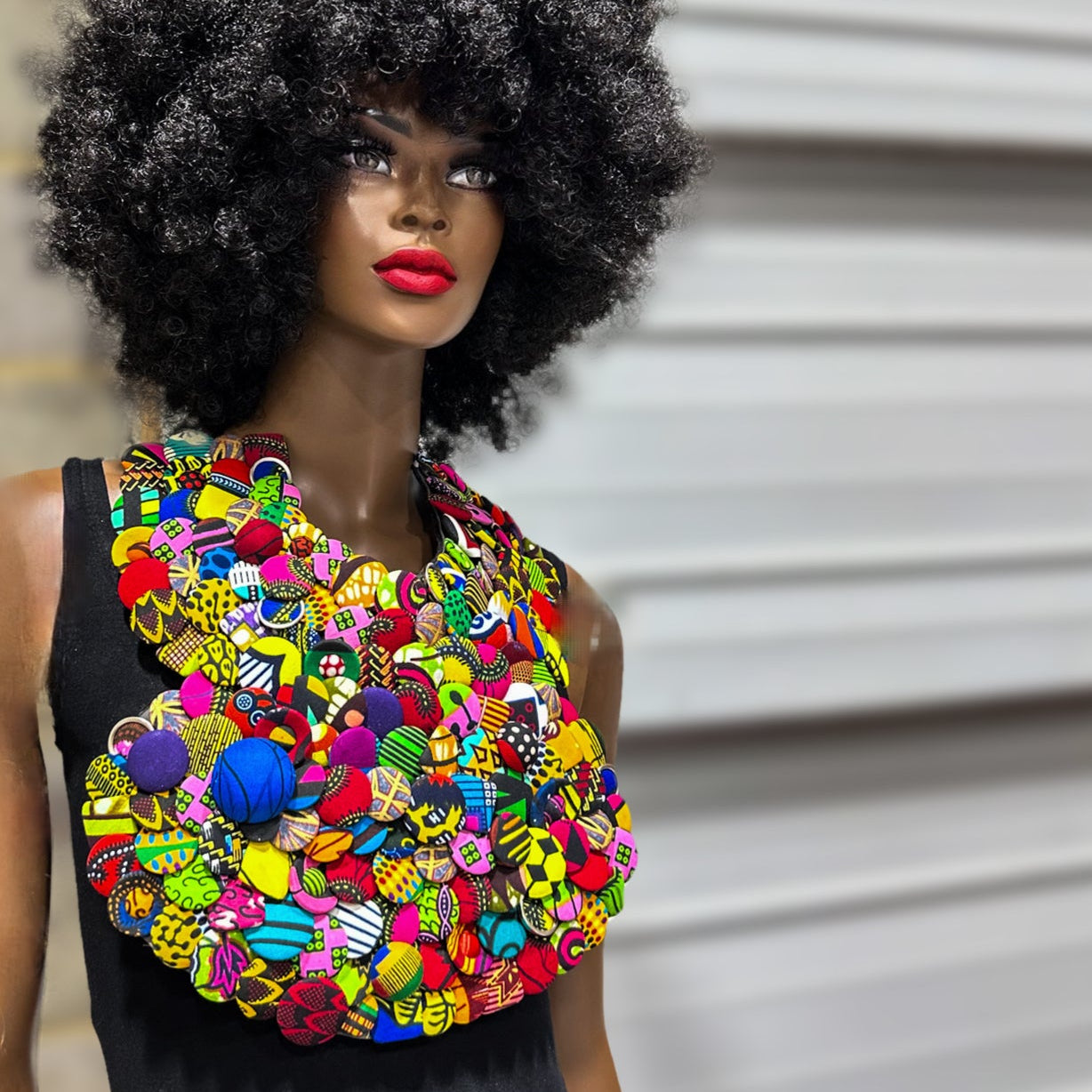 Obaa Sima Ankara fabric buttons Neckpiece/choker - Trufacebygrace