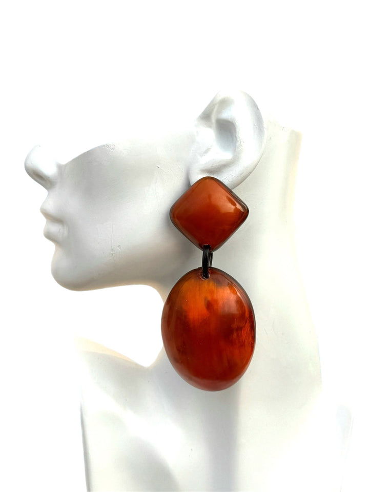 Ochre Series: Afro Color Pop Horn Drop Earrings - Trufacebygrace