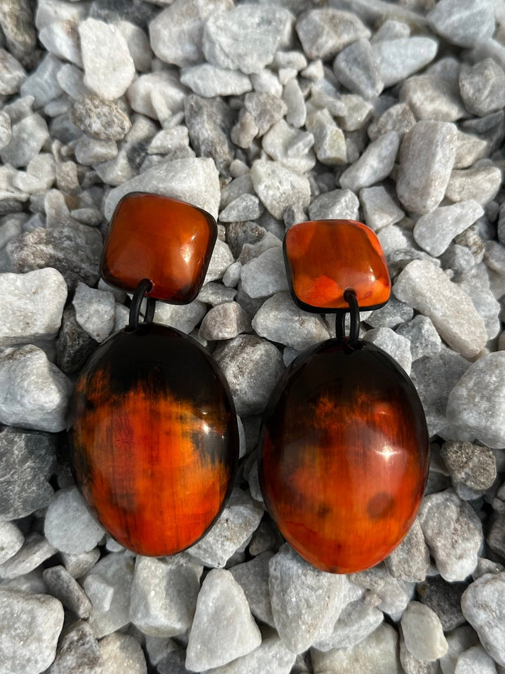 Ochre Series: Afro Color Pop Horn Drop Earrings - Trufacebygrace