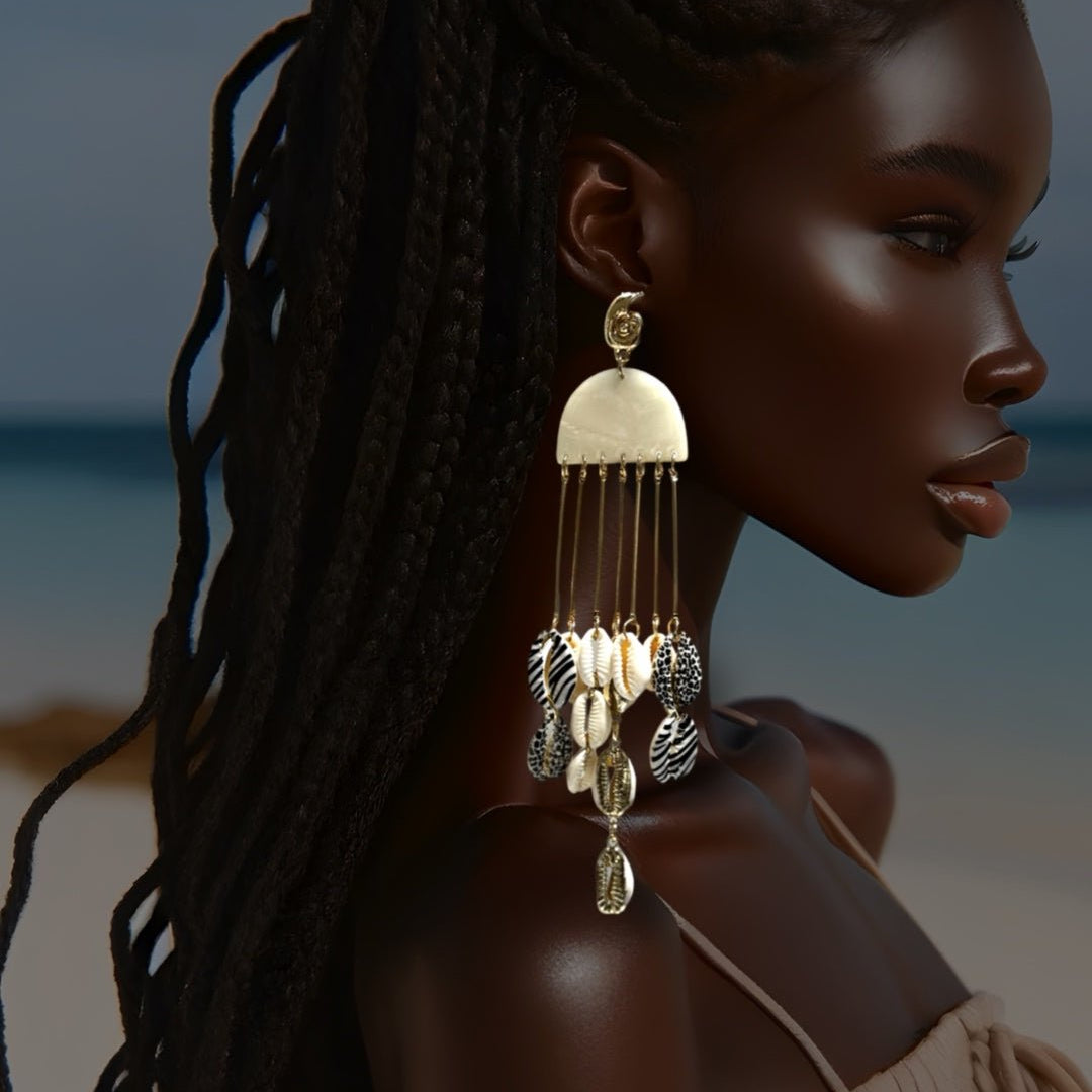 Ombrello Cowrie Shell Dangling Earrings - Trufacebygrace