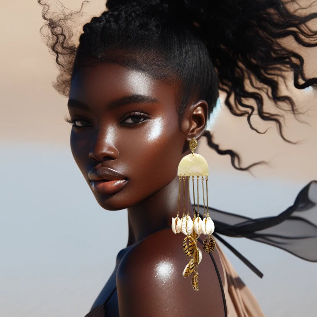 Ombrello Cowrie Shell Dangling Earrings - Trufacebygrace
