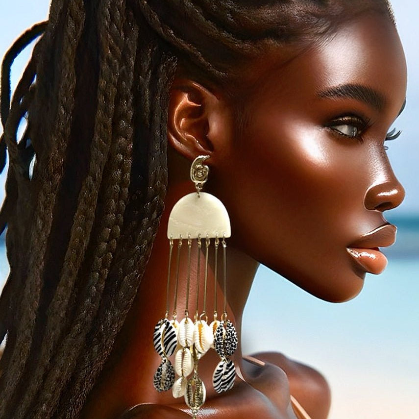 Ombrello Cowrie Shell Dangling Earrings - Trufacebygrace