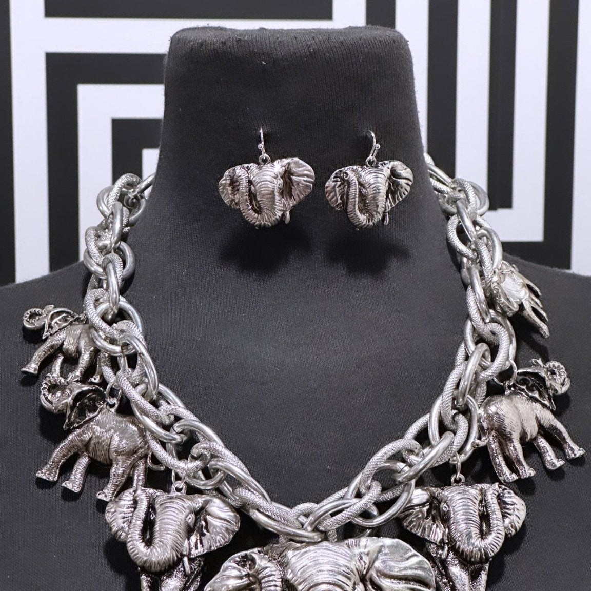Osuno Elephant Charm Necklace and Earrings set - Trufacebygrace