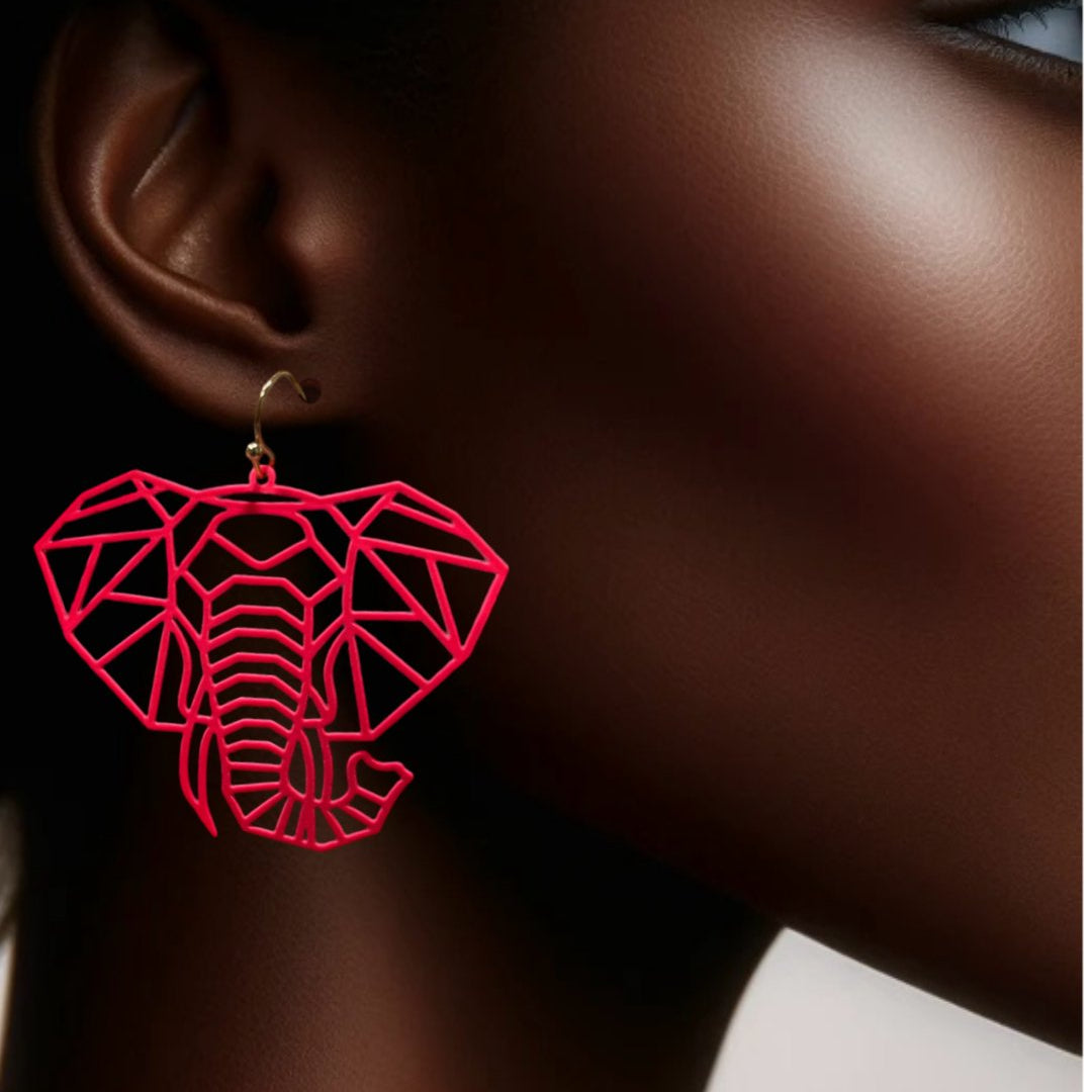 Osuno - elephant head Cut out Brass Earrings - Trufacebygrace