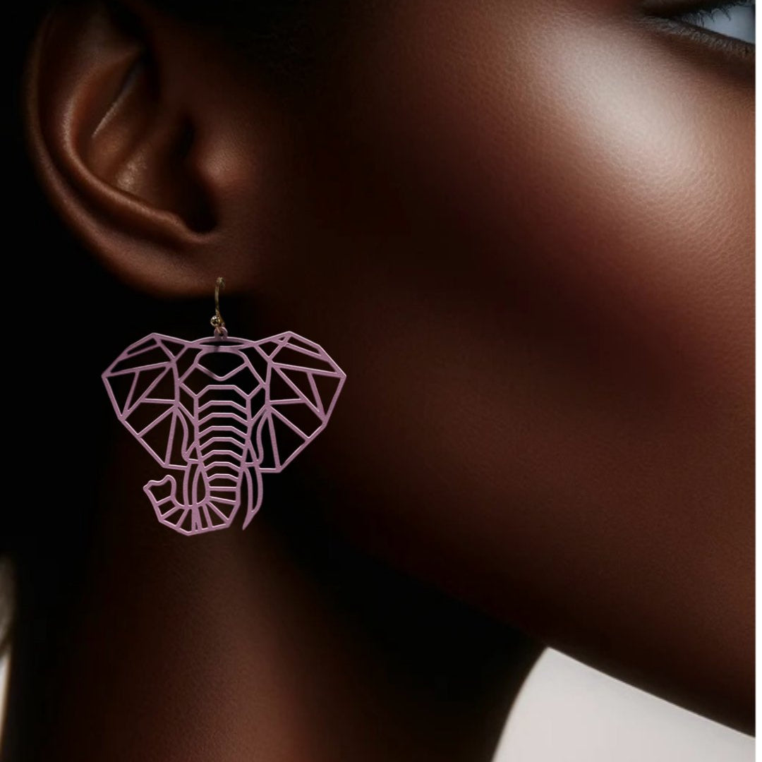 Osuno - elephant head Cut out Brass Earrings - Trufacebygrace