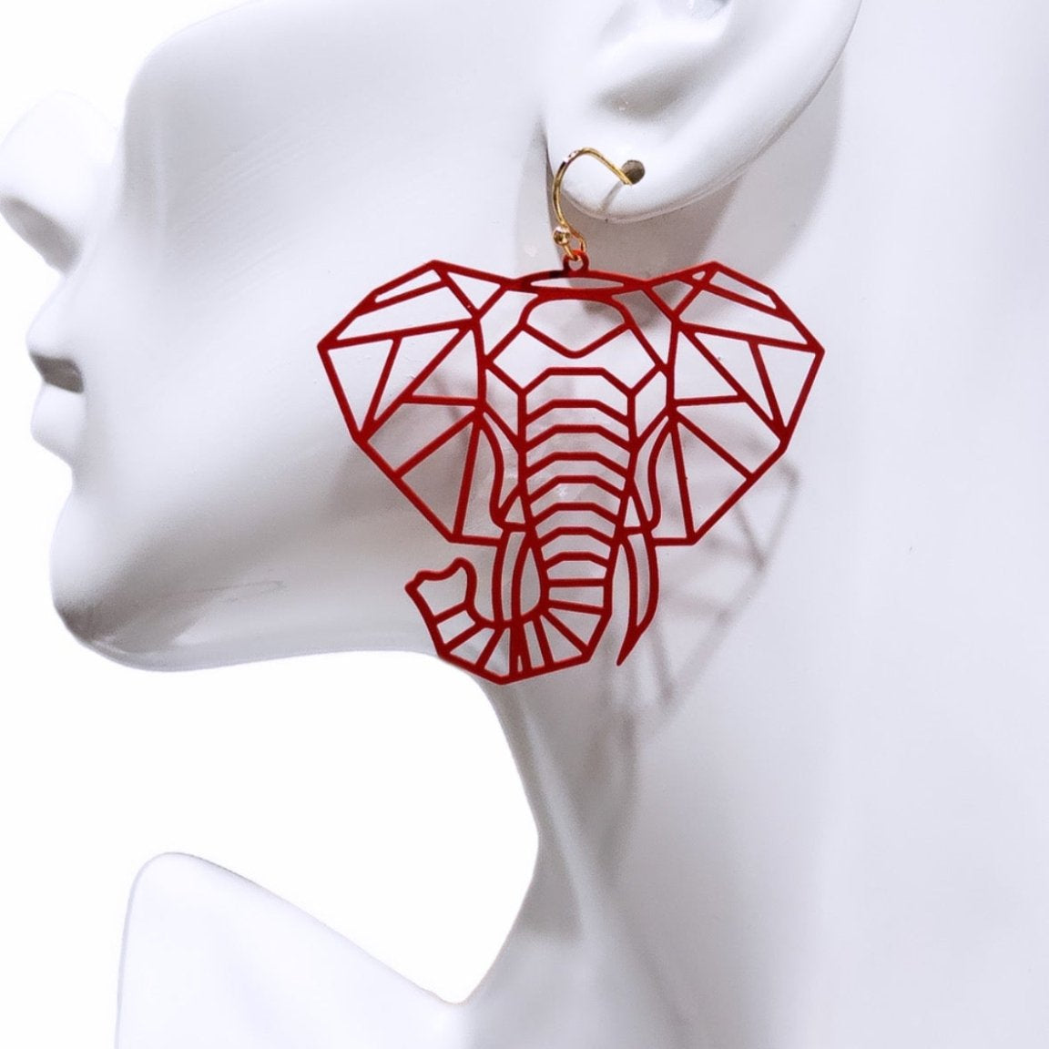 Osuno - elephant head Cut out Brass Earrings - Trufacebygrace