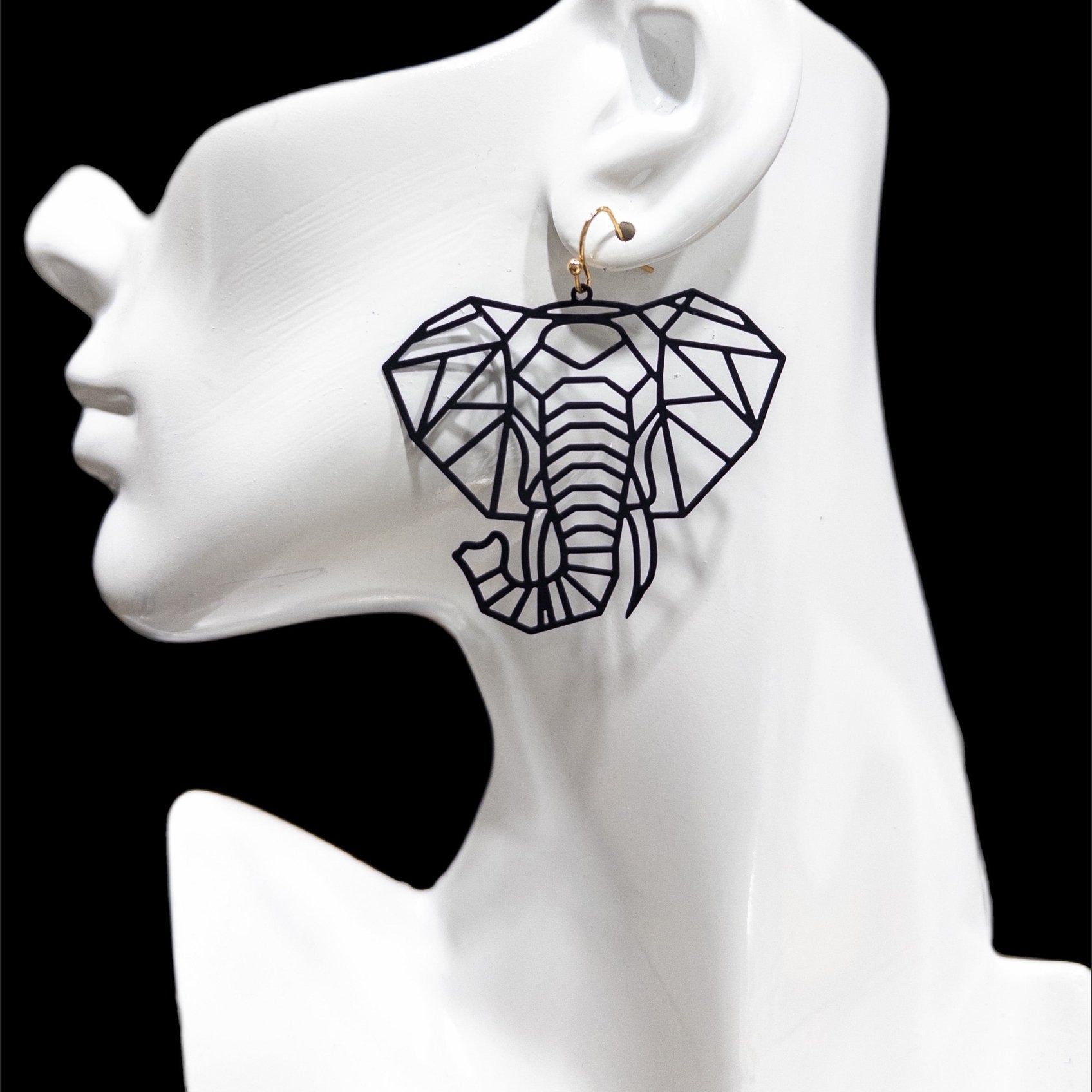 Osuno - elephant head Cut out Brass Earrings - Trufacebygrace