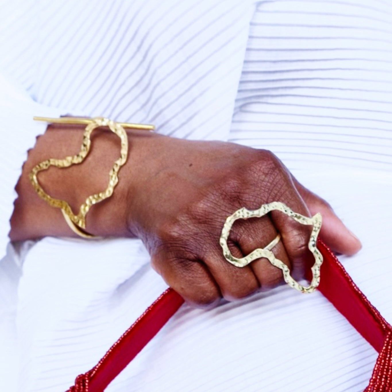 Outline Africa Map Brass Bracelet – Adjustable Statement Cuff - Trufacebygrace