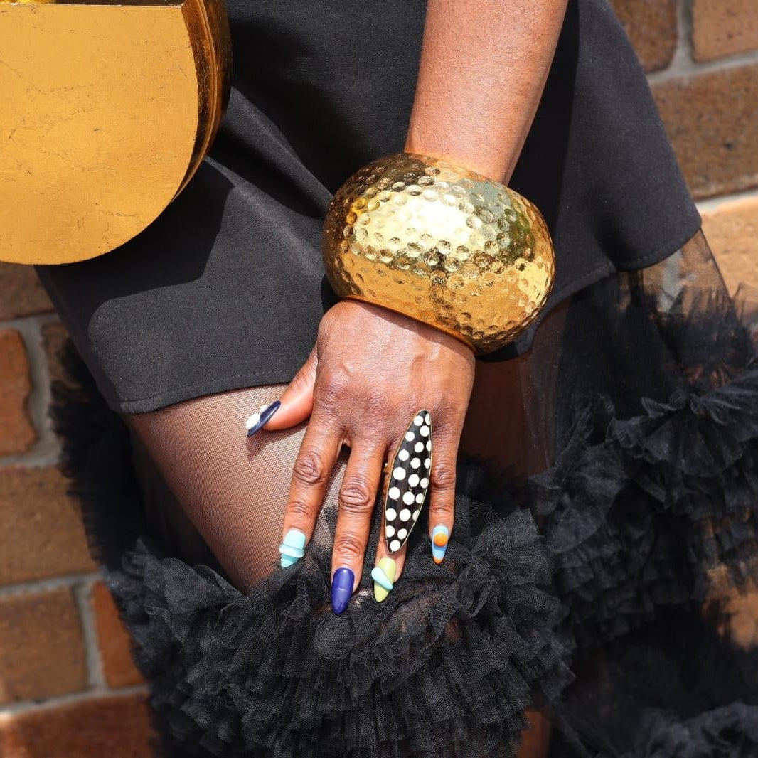 Oversized Gilded Gold Chunky Bangle - Trufacebygrace