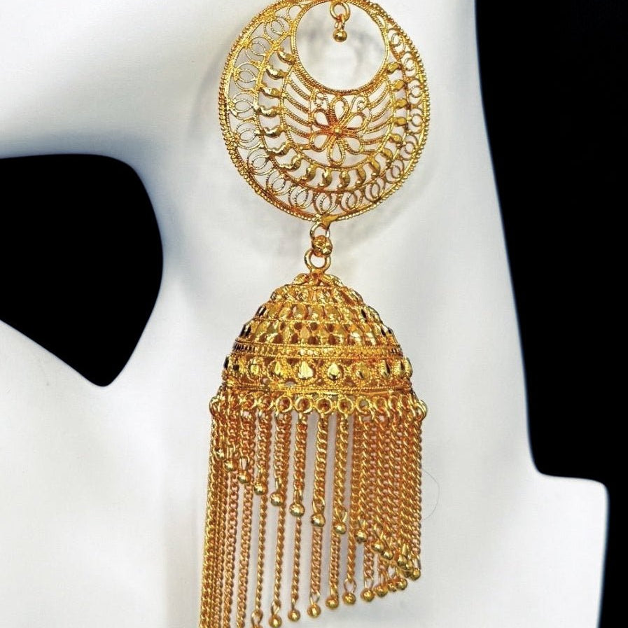Oversized Jhumka Gold Earrings - Trufacebygrace